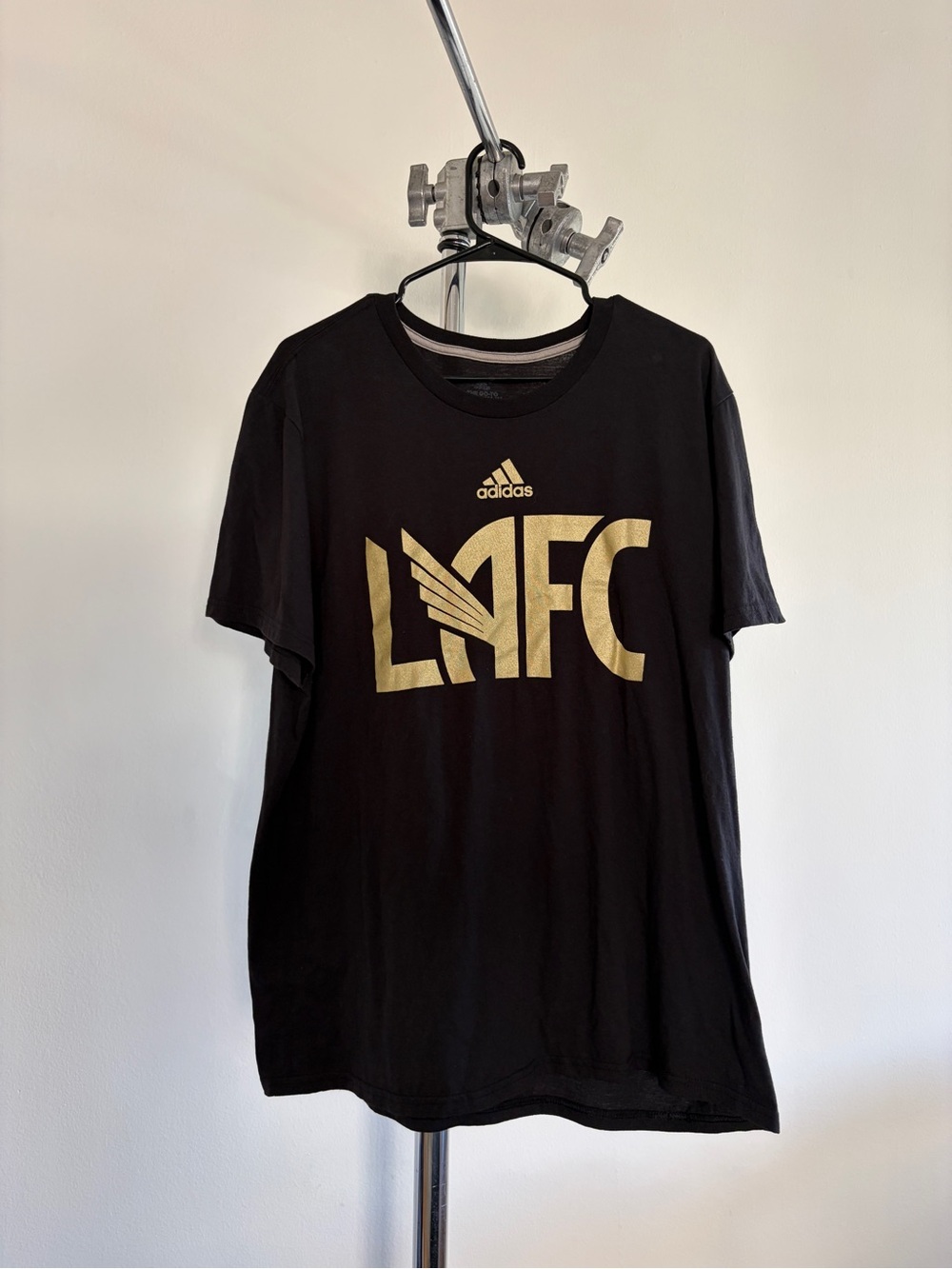adidas LAFC Black T-Shirt with Gold Trim and Logo